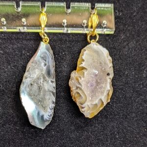 Natural Quartz Geode Druzy Pierced Earrings